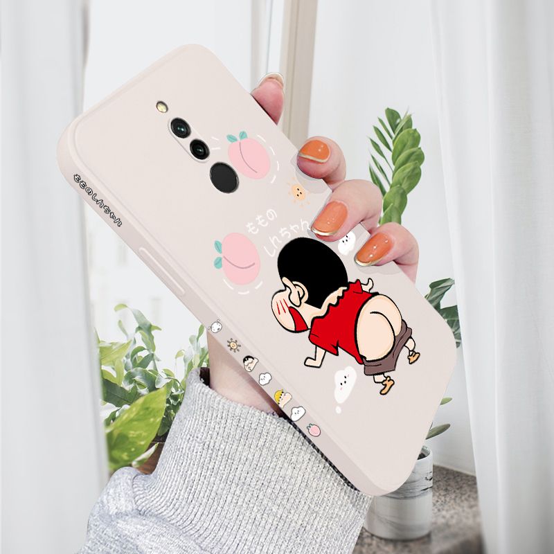 AMORVOR for Xiaomi Redmi 8 Back Cover Cute Cartoon Crayon Shin-Chan Side design Soft Case Liquid Silicone Phone Cases