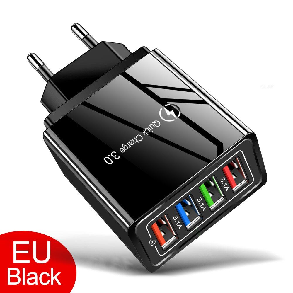 EU Plug USB Charger Quick Charge 3.0 For Phone Adapter for Huawei Mate 30 Y6P Tablet Portable Wall Mobile Charger Fast Charger