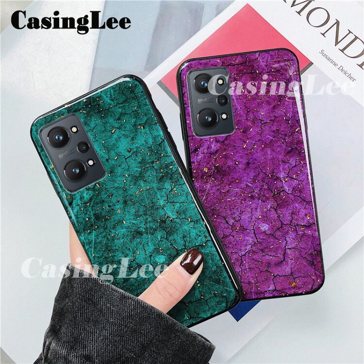 CasingLee For Realme GT2 Case Luxury Emerald marble Fashion Female Lady Rhinestone back cover For Realme GT2 Phone cases For girls and Boys