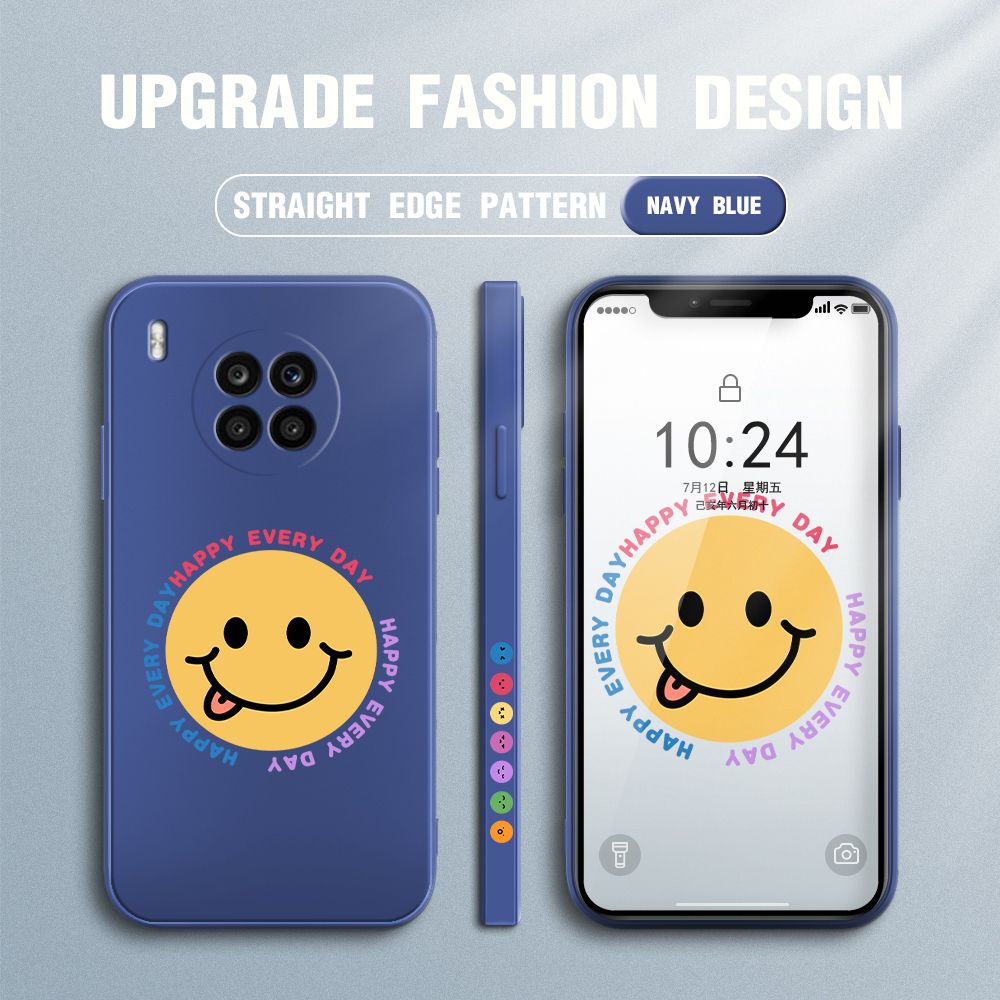 FHKL for Honor 50 Lite Back Cover Cartoon Smile Side design Soft Case Multicolor Liquid Silicone Phone Cases