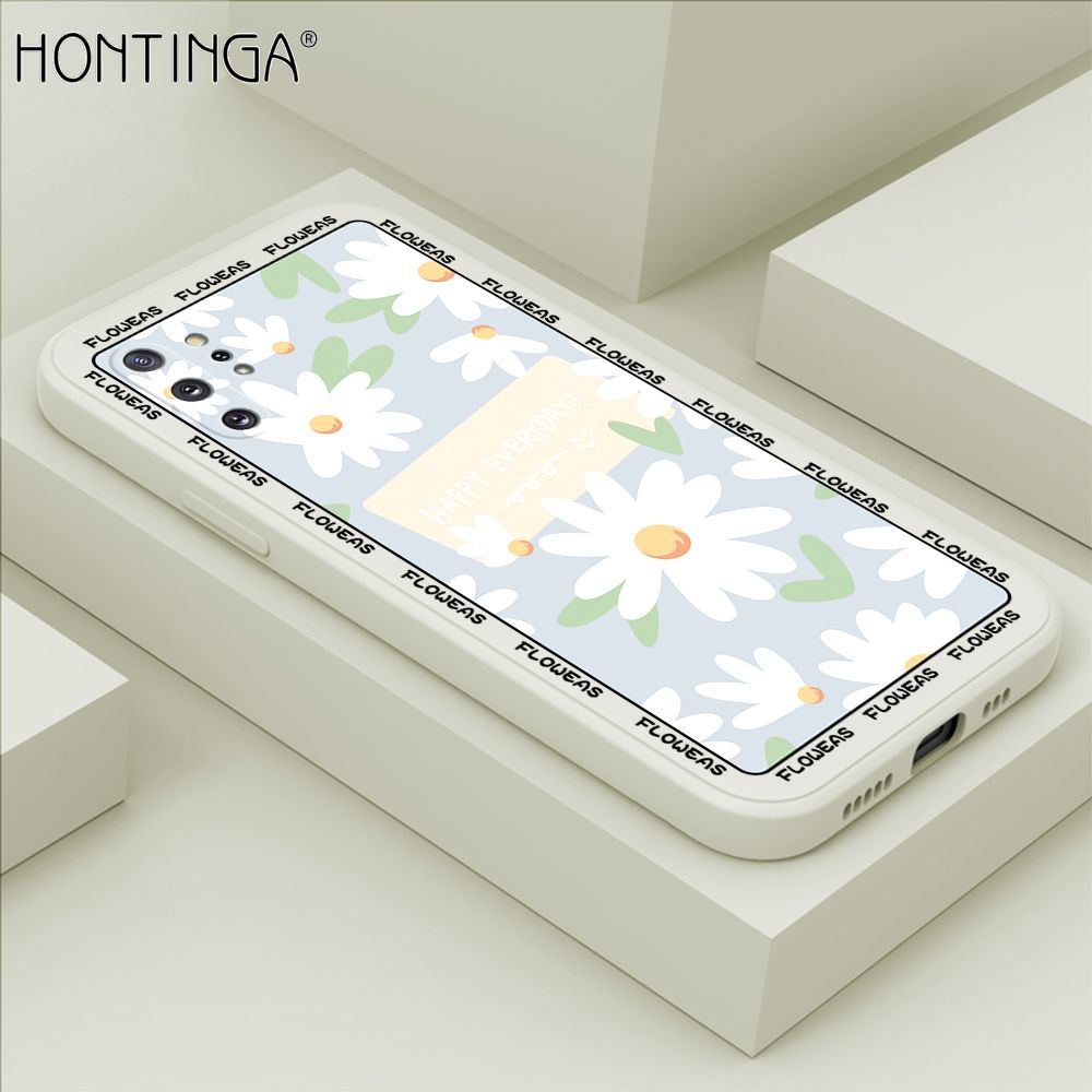 Hontinga for Samsung Note 10 Plus Case Beautiful Daisy Flower Phone Case Phone Case Soft Square Edge Silicone Cases Full Lens Cover Shockproof Protection Cover