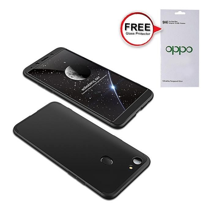 Oppo F7 360 Degree Phone Case with Free Glass Protector - Black