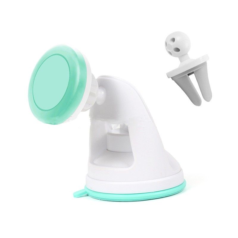 2-in-1 Car Air Outlet Magnetic Phone Holder Suction Cup Clip Stand Black