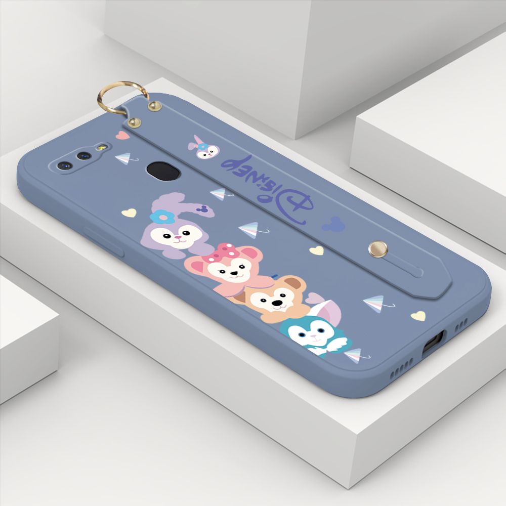 ZeroQiQi for Realme U1 Wrist Strap Case INS Cute Style Creative Cartoon Rabbit and Fox Cover Thin Square Edge Liquid Silicone Phone Case