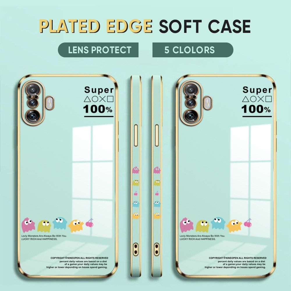 Luxury 6D Plating Case for Xiaomi 10 Back Cover Game Little Monster Side Pattern Soft Silicone Square Phone Cases