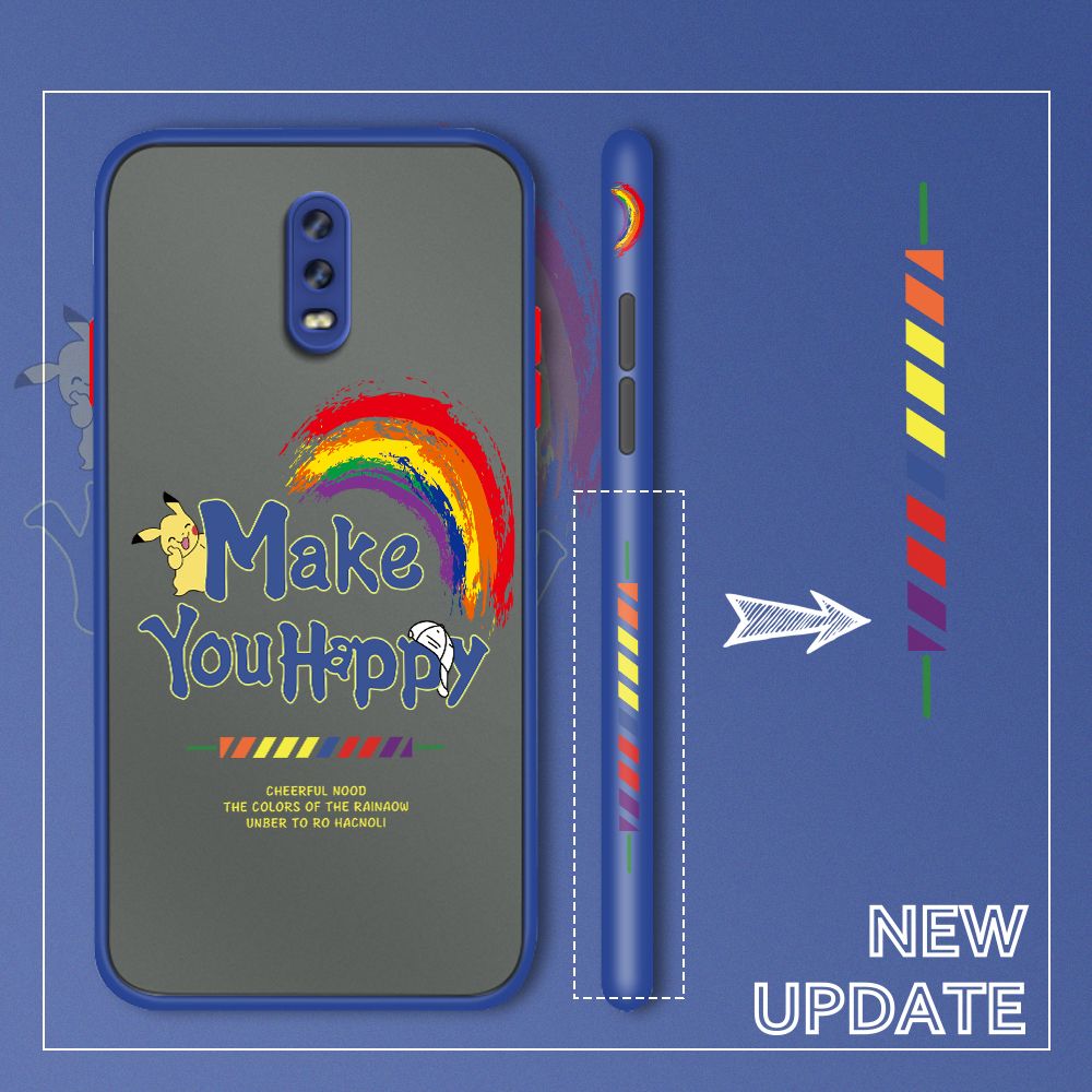 UCUC for OPPO R17 Back Cover Rainbow Pikachu Side Printed Design Phone Case Ultra Thin Frosted Cover Shockproof Phone Cover