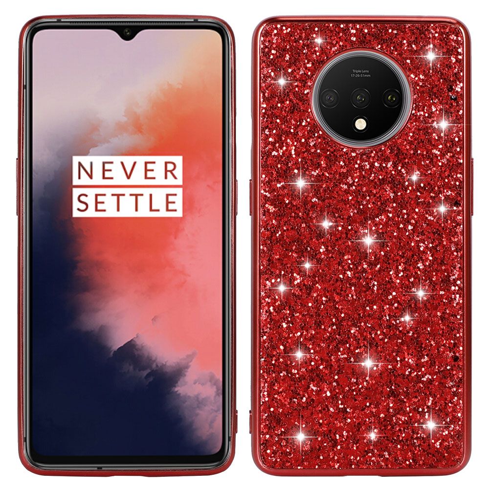 For OnePlus 7T Hard Luxury Sparkle Glitter Shiny Bling Sequin Electroplate Soft Bumper Case Cover