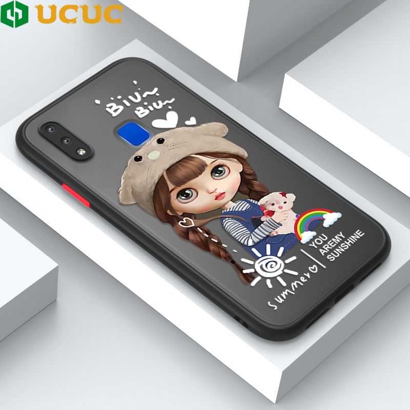 UCUC for Vivo Y91 Y95 Y91i Back Cover Rainbow Lovely Girls Frosted Transparent Hard Phone Case Thin Shockproof Full Cover Camera Protect Case