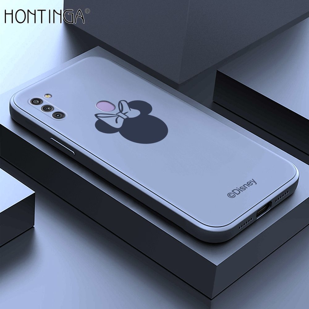 Hontinga for Samsung Galaxy M11 Case Cartoon Mouse Phone Case Soft Square Edge Silicone Cases Full Lens Cover Shockproof Protection Cover