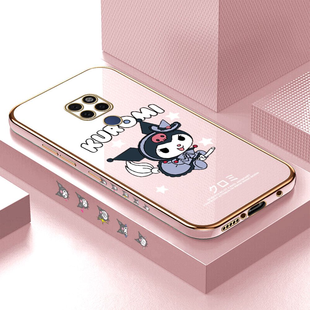 Luxury 6D Plating Soft Casing Silicone Square Frame Phone Case For Huawei Mate 20 Case Shiny Bling Back Cover Cartoon Anime Character Cute Square Edge Pattern Design Soft Case + Free Lanyard