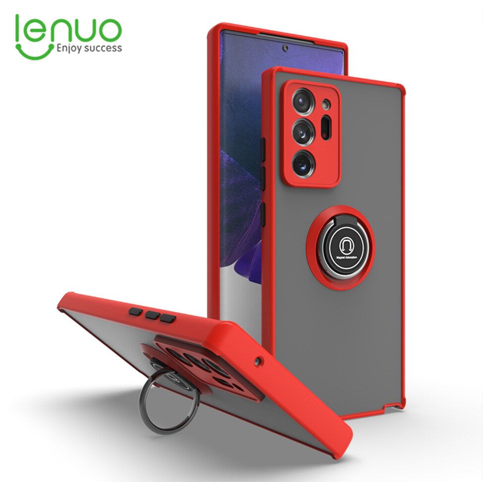 Lenuo Anti-fall Fashion Protective Phone Case For Samsung Galaxy Note 20 Ultra Casing Multifunction Car Magnetic Shockproof With Ring Stand Back Cover