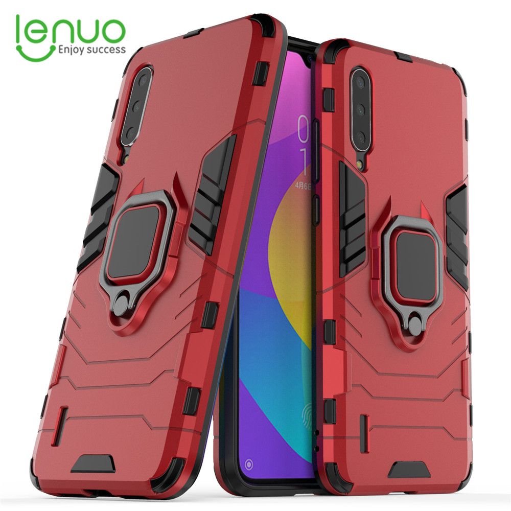 Lenuo Phone Case for Xiaomi Mi CC9e / Mi A3 Silicone PC Metal Ring Holder Cover