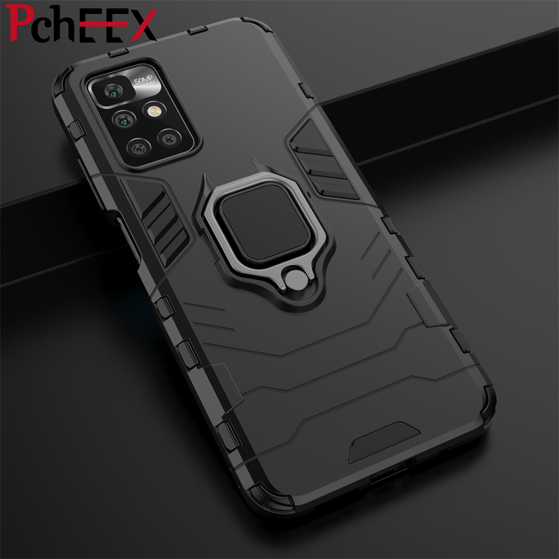 For Xiaomi Redmi 10 / 10 Prime / Note 11 4G Phone Case, Silicone TPU and Hard PC Cover Magnet Stand Rotation Ring Multi Protection Casing