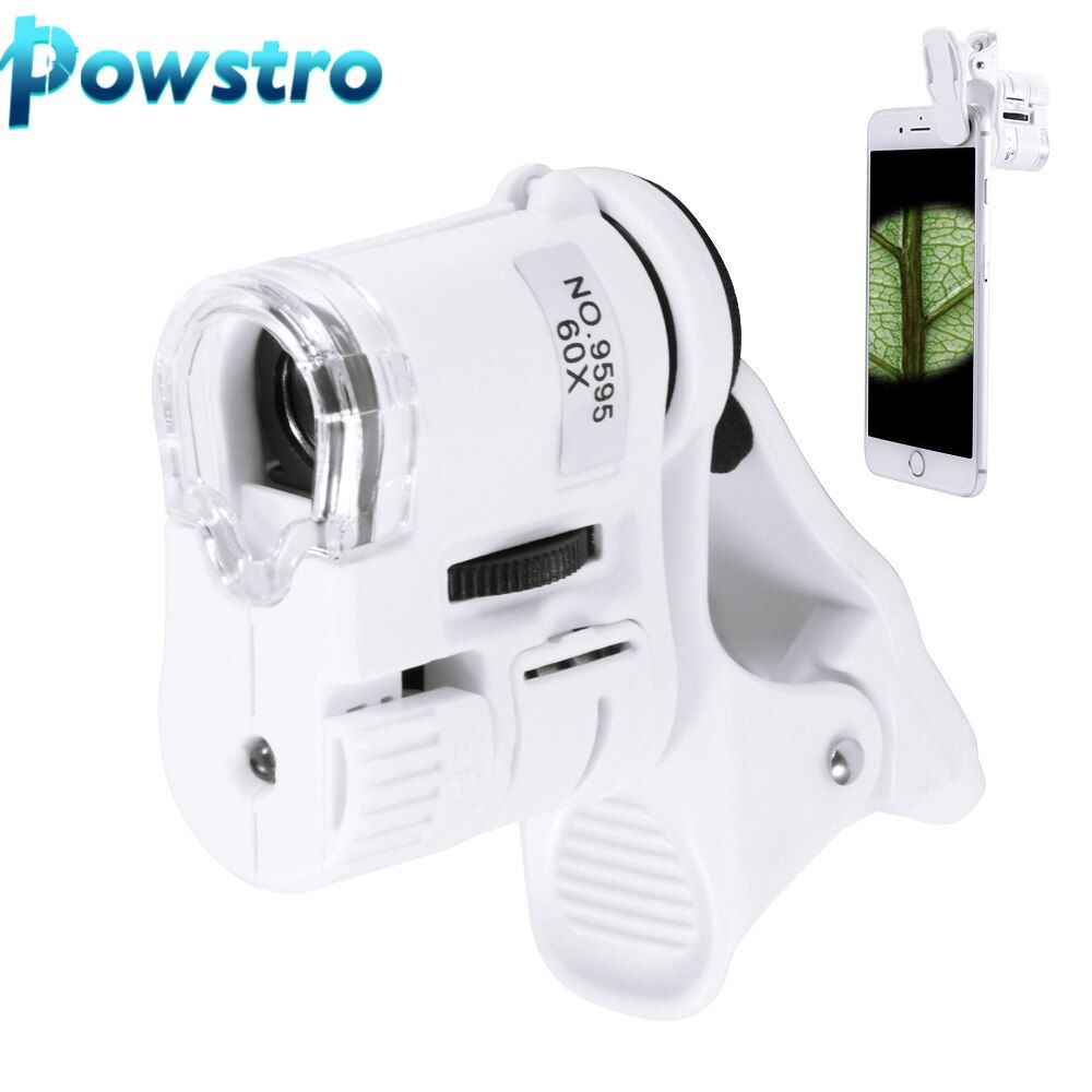 Universal 60X Mobile Phone Microscope Macro Lens Zoom Micro Camera Clip With LED Light Phone Microscope Magnifying Glass