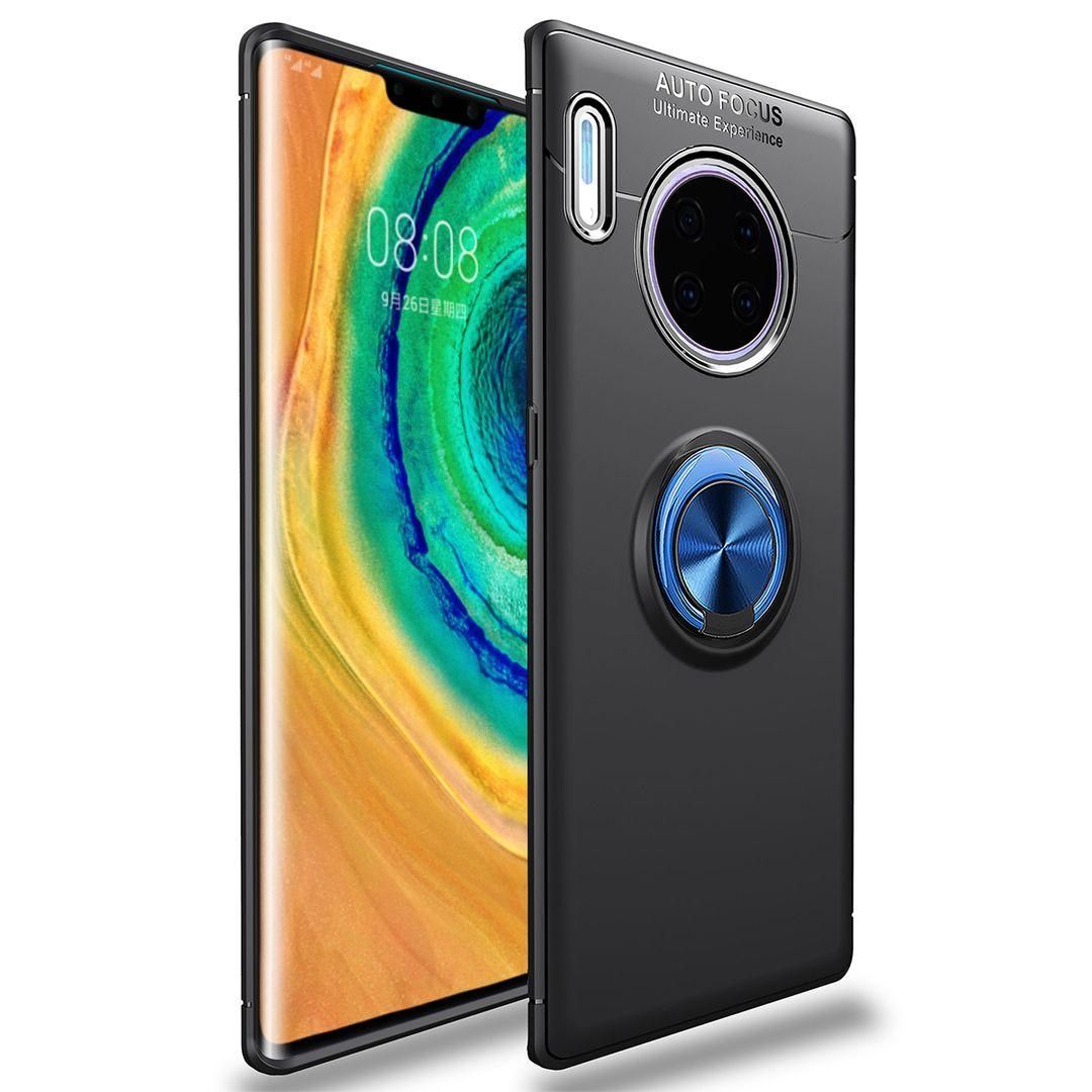 For Huawei Mate 30 Pro 360 Degree Rotating Ring Holder (Compatible with Magnetic Car Mount) Resilient TPU Drop Protection Case Cover