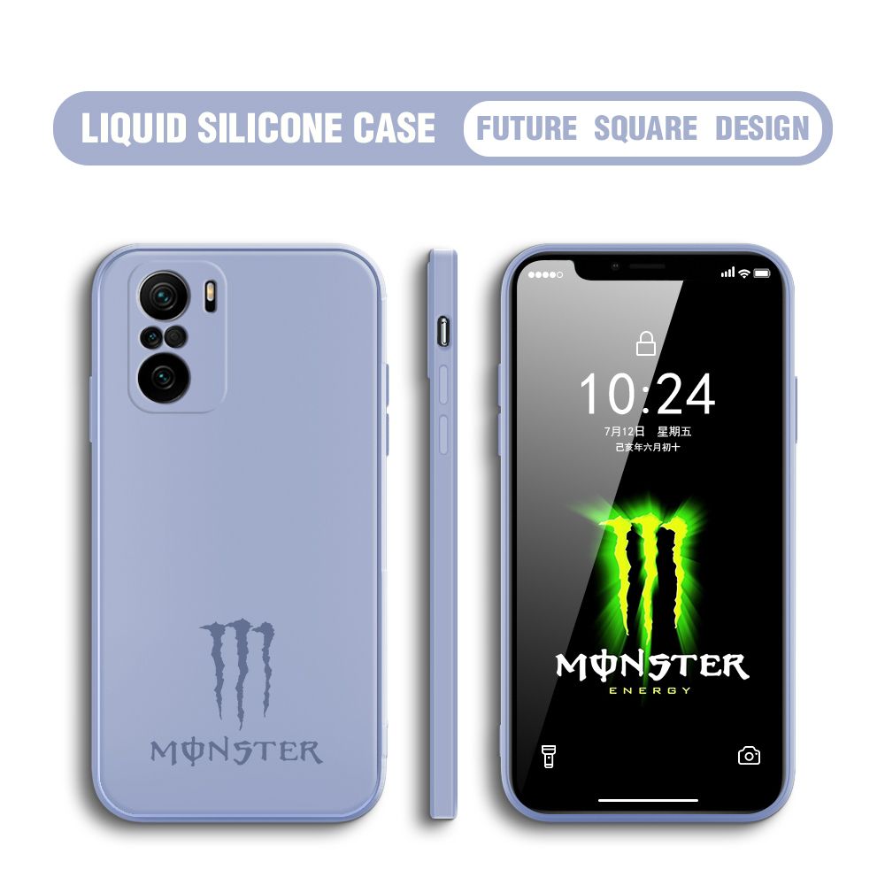 BILI for Xiaomi Poco F3 / Redmi K40 / K40 Pro Back Cover The Claw Of Devil Multicolor Liquid Silicone Phone Case Soft Square Lens Protection Phone Cases