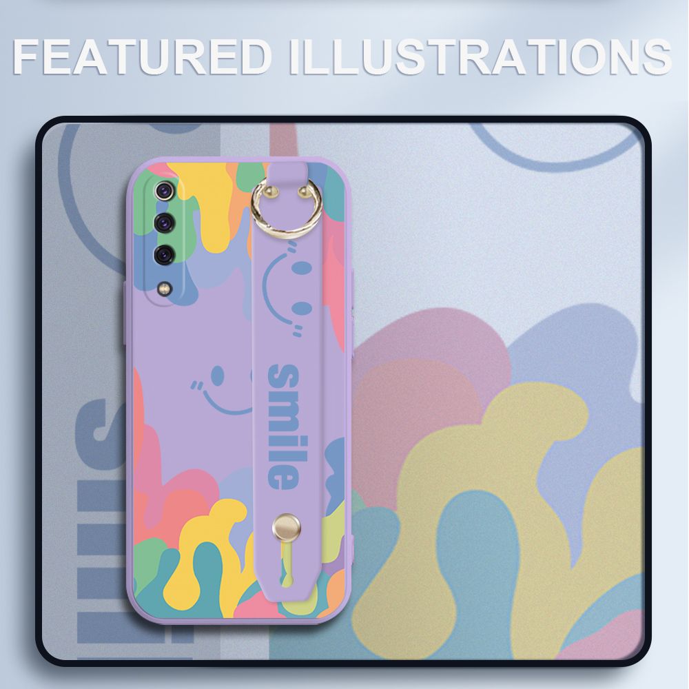 UCUC for Xiaomi Mi 9 Wrist Strap Case INS Style Soft Candy Color Splash Ink Cover Ultra Thin Anti Fall Liquid Silicone Phone Case