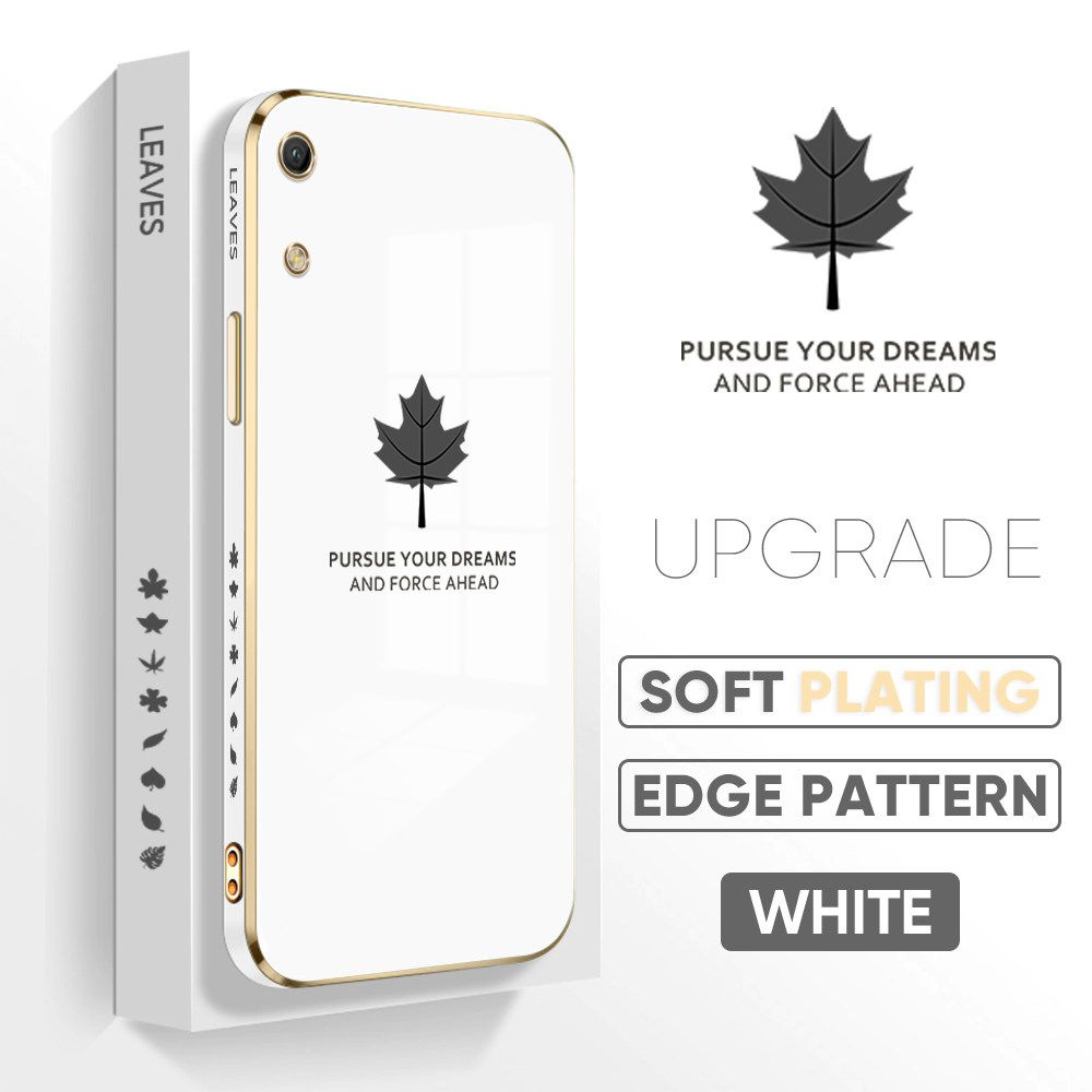 TA for Honor Y6 Pro 2019 / 8A Back Cover + Free Lanyard Maple Leaf Luxury 6D Plating Case Side Pattern Soft Silicone Square Phone Cases