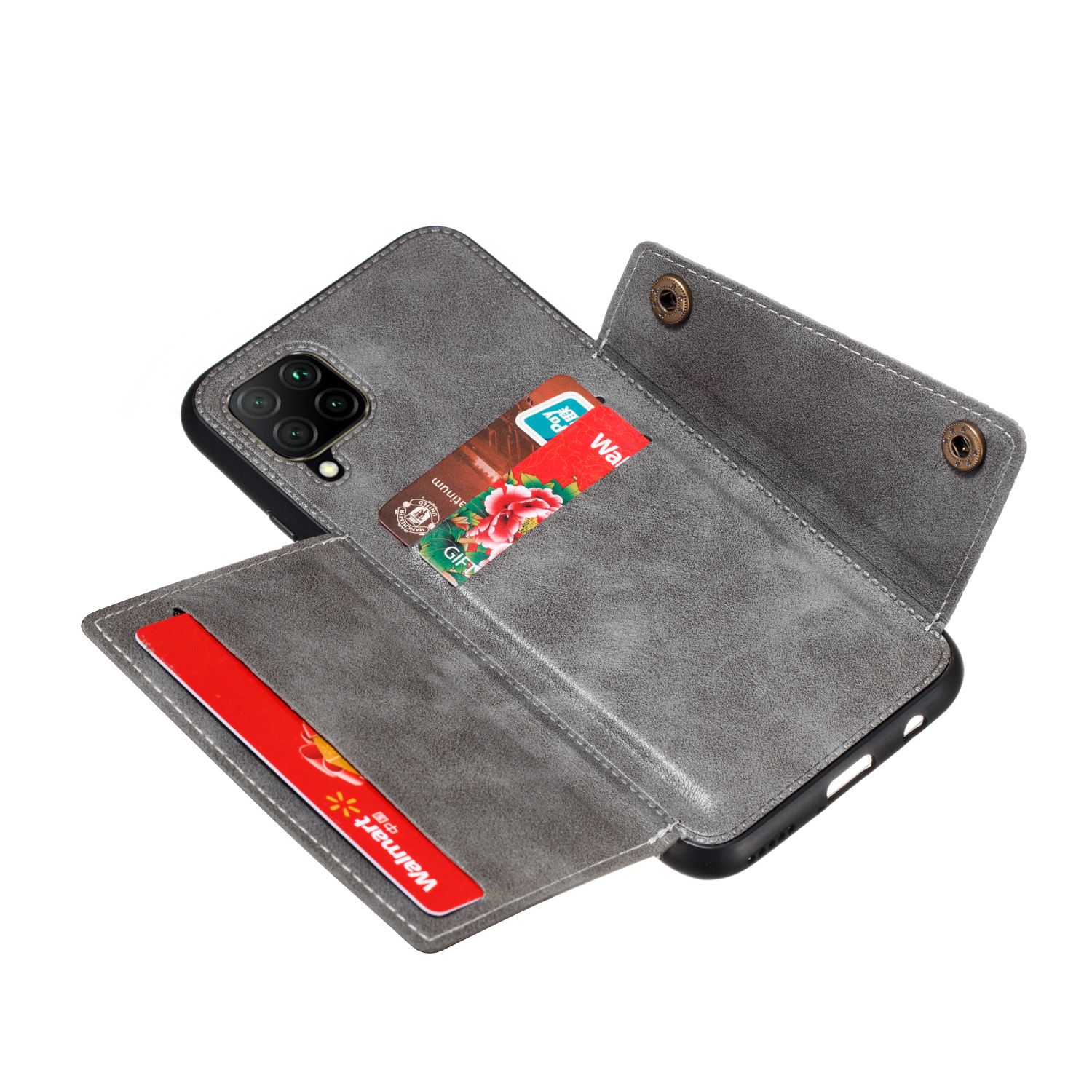 For Huawei nova 6 Leather Case Multiple Folio Flip Wallet Back Case Cover Shell, Can work with Magnetic Car Mount casing
