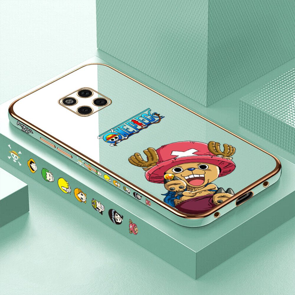 Luxury 6D Plating Case for Huawei Mate 20 Pro Cartoon Anime Choba Side Pattern Back Cover Soft Silicone Square Frame Shiny Bling Phone Cases + Free Lanyard