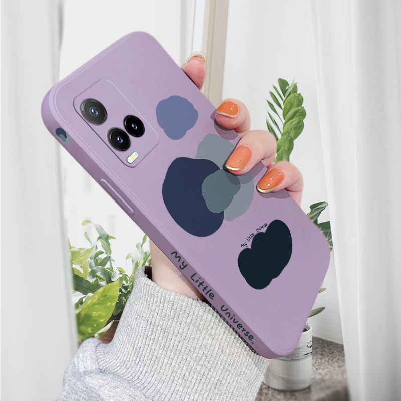 AMORVOR for Vivo Y33S Y21 2021 Y21S Back Cover Color Mixture Clouds Side design Soft Case Liquid Silicone Phone Cases