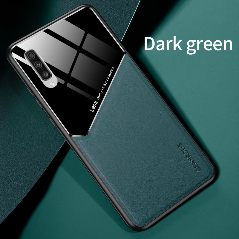Lenuo For Samsung Galaxy A70 / A70S Case Leather Texture Car Magnetic Holder Back Cover Soft Silicon Frame Shockproof Casing