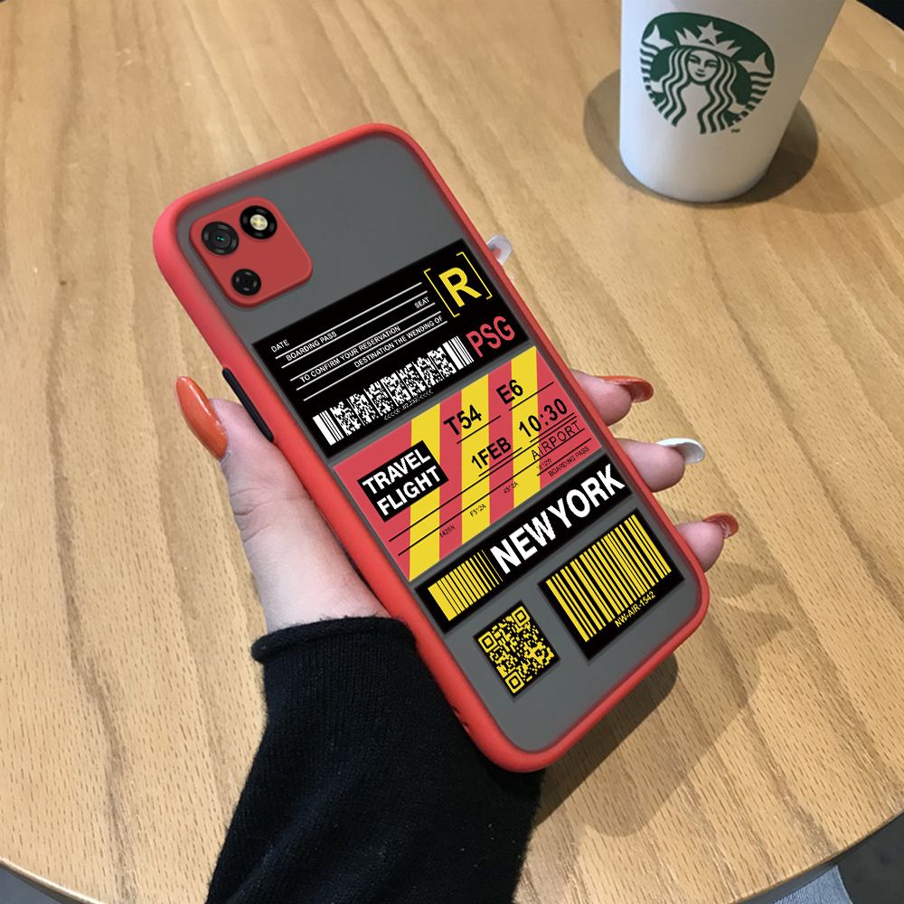 Jizetin for Huawei Y5P Back Cover Stripe Air Ticket Mobile Phone Case Ultra Thin Full Lens Protection Phone Case for Boy
