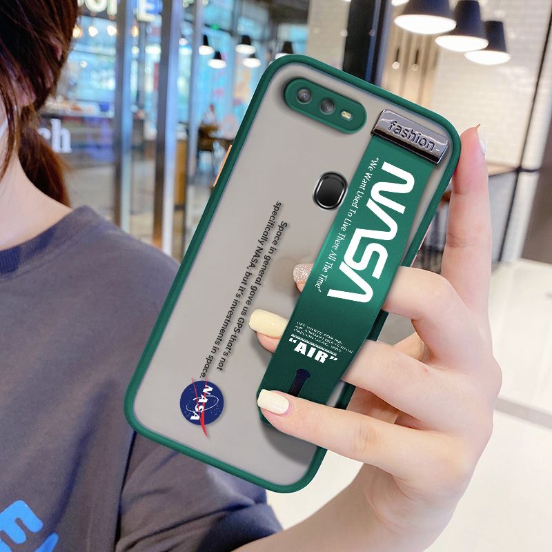 Phone case For OPPO A7 A5S Case OPPO A12 Shockproof Frosted Back NASA Phone Casing OPPO A5S Soft Edge Full Lens Protection Cover Ultra Thin Phone Case(With Wristband)