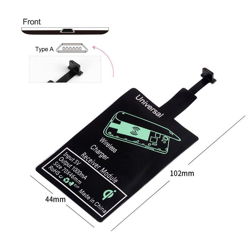 Wireless Charging Coil Receiver Pad Adapter Kit For iPhone Samsung S8 S9 Type C Micro USB Type A Mobile Phone Induction Receptor
