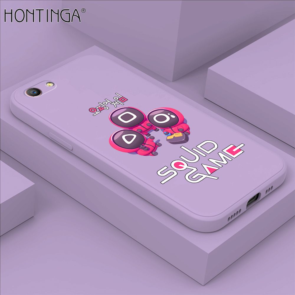 Hontinga for OPPO F1S Case Cute Cartoon Cute Squid Character Phone Cover Square Liquid Silicone Shockproof Phone Protective Case