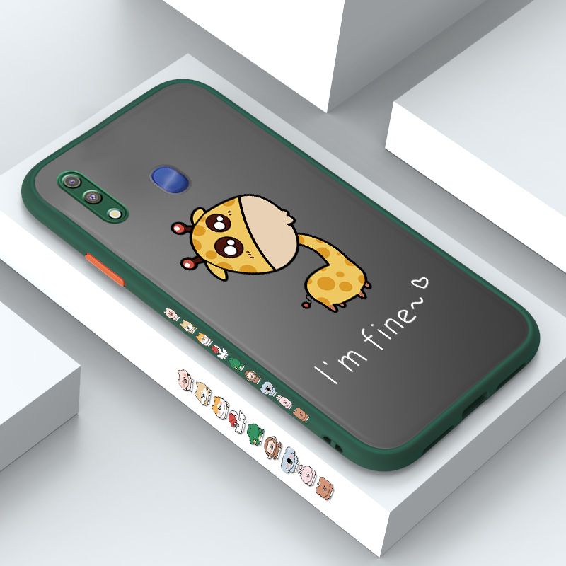 ZeroQiQi for Samsung M20 Case Cute Funny Giraffe Side Printing Cover Frosted Ultra Thin Protective Anti Fall Phone Case