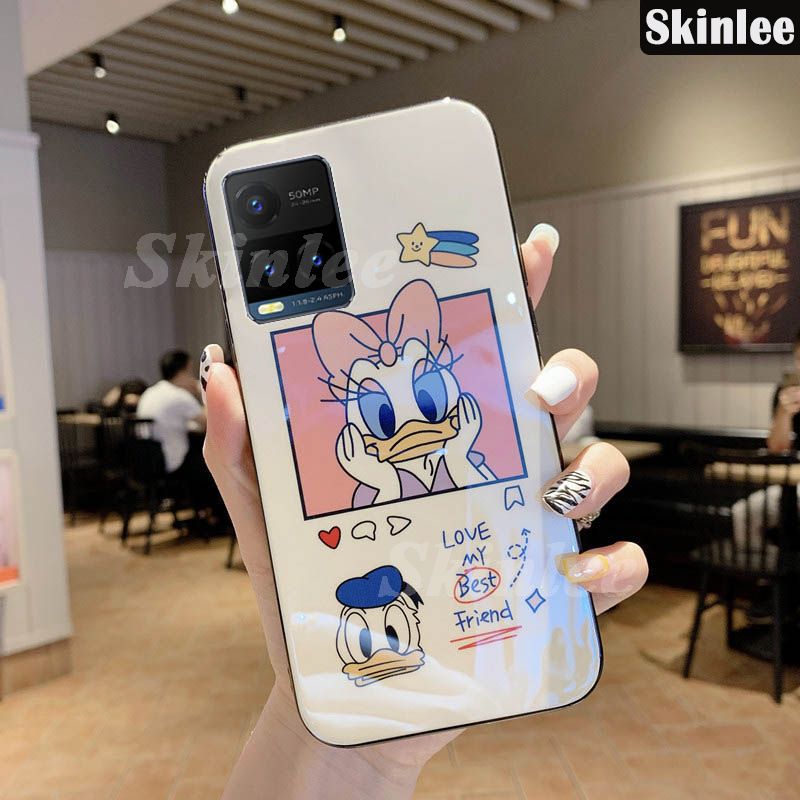 Skinlee for Vivo Y33S Case Cute Donald and Daisy Phone Case Shockproof Cartoon Design for Vivo Y33S Back Cover