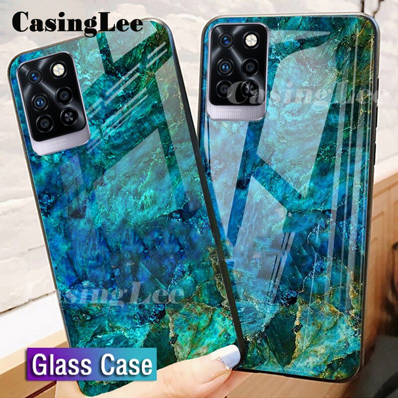 Casinglee For Infinix Note 10 Pro Case Fashion Marble Tempered Glass Protector Soft Silicon Back cover for Infinix Note10 Pro Phone cases For girls and Boys