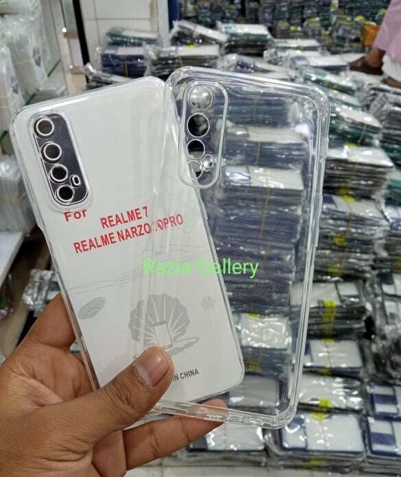 For Realme 7 / Realme Narzo 20 Pro Soft Clear Transparent Silicone Back Cover - Phone - Camera