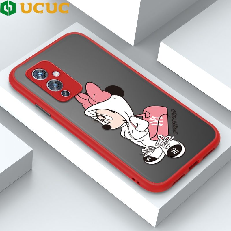 UCUC for OnePlus 9 Back Cover Satchel Minnie Frosted Transparent Hard Phone Case Thin Shockproof Full Cover Camera Protect Case