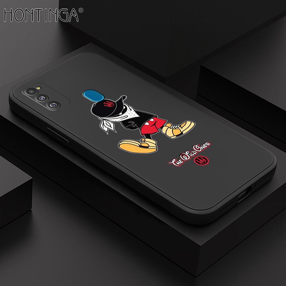 Hontinga for Samsung Galaxy M21 M30S Case Cartoon Masked Mouse Phone Case Soft Square Edge Silicone Cases Full Lens Cover Shockproof Protection Cover