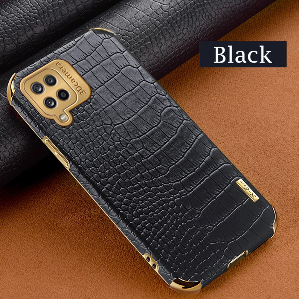 For Samsung Galaxy A42 5G Phone Case Croile Leather Texture Electroplated Frame Camera Protection Soft TPU Shockproof Full Protection Back Cover