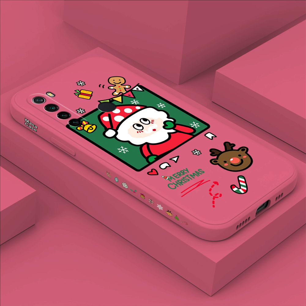 ZeroQiQi for Redmi Note8 Case Santa Claus Christmas Gifts Side Printing Cases Soft Liquid Silicone Phone Cover