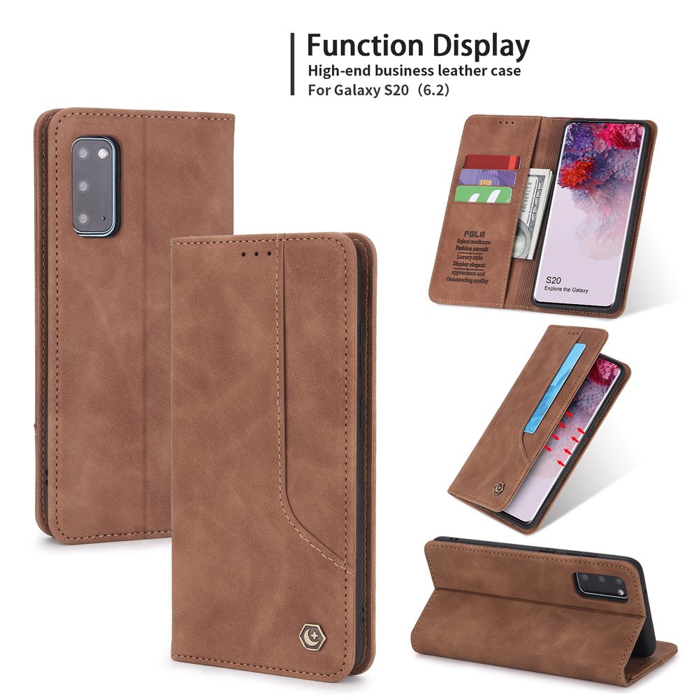 Case For Samsung Galaxy S20 Phone Case Premium Retro Leather Magnetic Card Wallet Holder Case Shockproof TPU Inner Flip Stand Cover