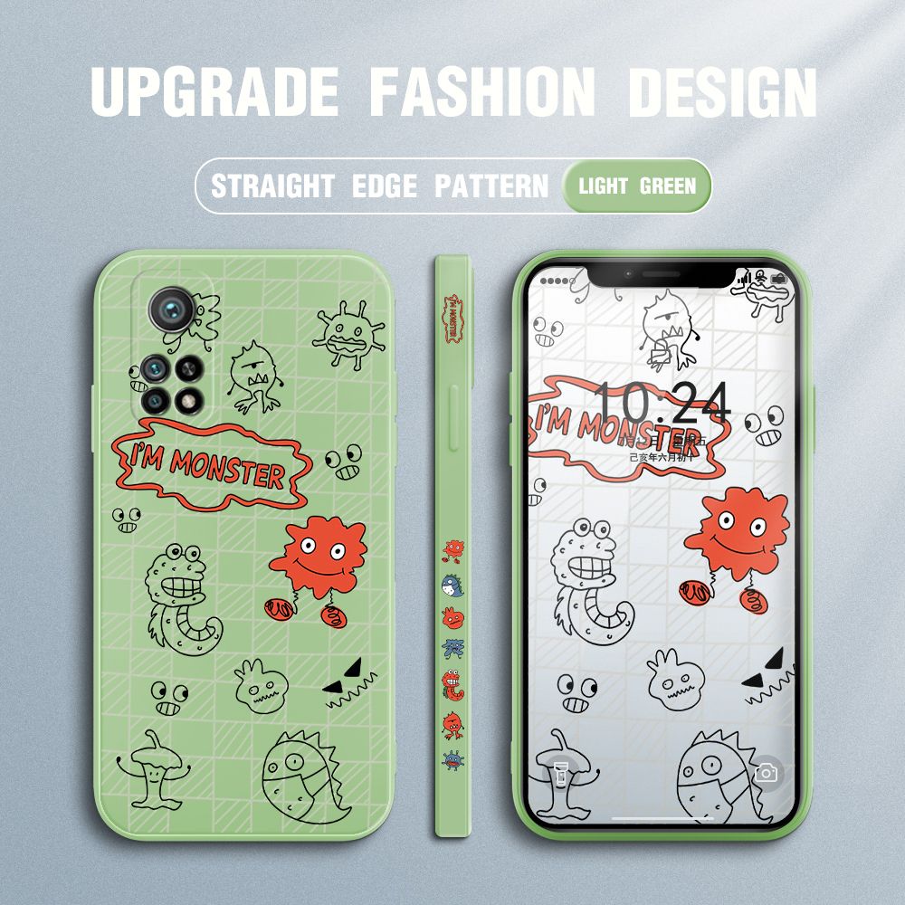 Jizetin for Xiaomi Mi 10T / 10T Pro Case Side Design Phone Cover Printed Text “I Am Monster ” Cover Square Edge Pattern Liquid Silicone Trend Case