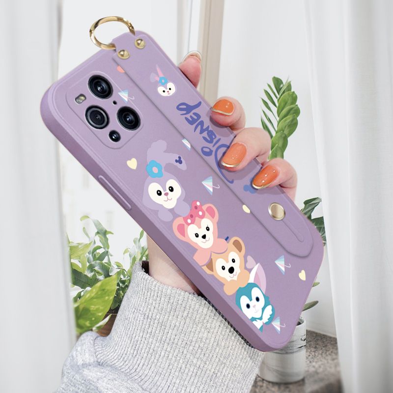 Jizetin for OPPO Find X3 Wrist Strap Case Creative Cartoon Cute Bunny Cover Ultra Thin Anti Fall Liquid Silicone Phone Case