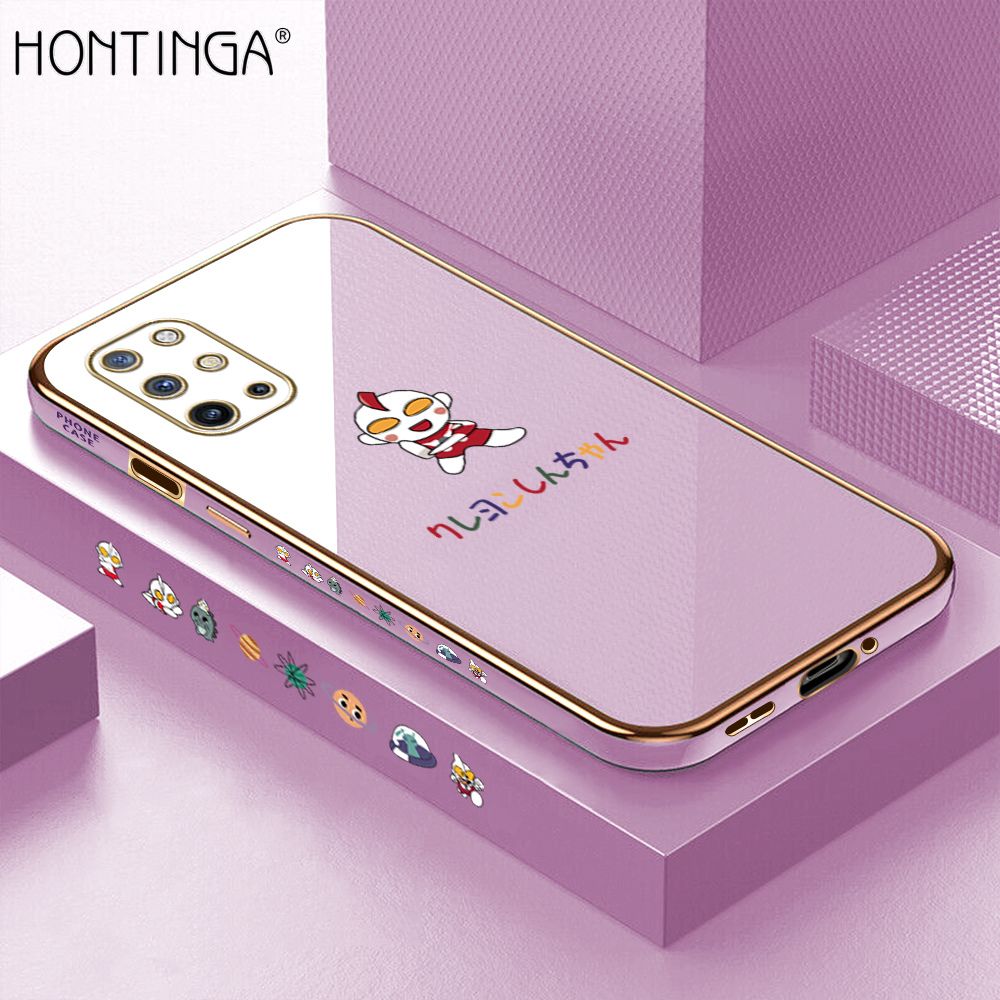 Hontinga for OnePlus 8T Case Luxury 6D Plating Cartoon Anime Hero Side Pattern Soft Back Cover Silicone Square Phone Cases