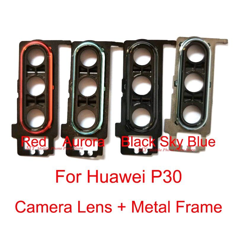 10 Sets Lens + Metal Frame For Huawei P30 Housing Back Cover Rear Camera Lens Glass With Metal Frame Holder Repair Parts
