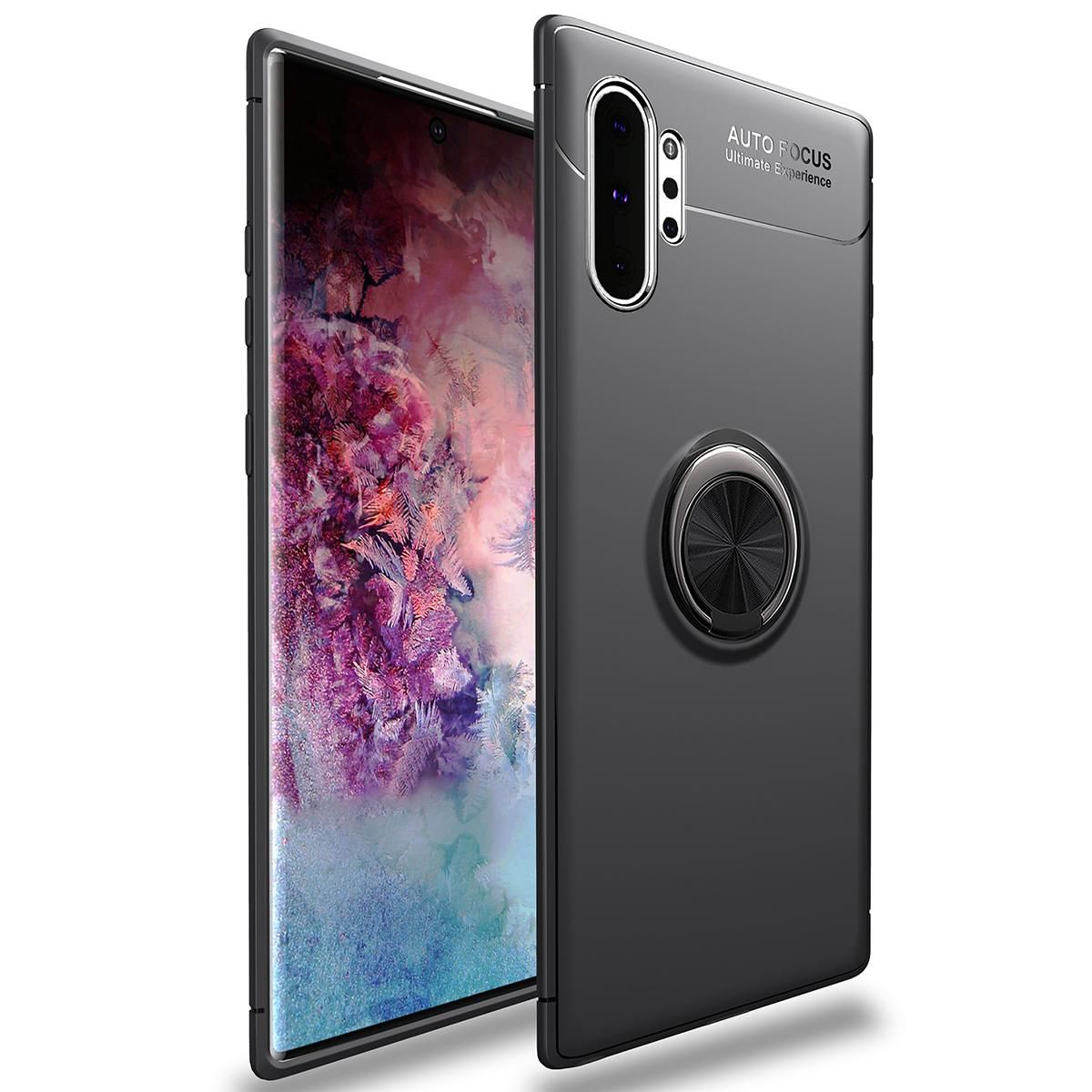 For Samsung Galaxy Note 10 Plus 360 Degree Rotating Ring Clip Holder Case (Compatible with Magnetic Car Mount) Resilient TPU Drop Protection Armor Protective Case Cover