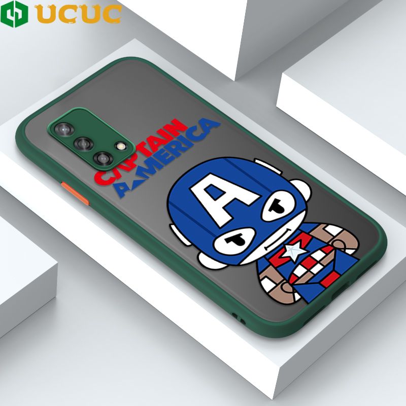 UCUC for OPPO F19 A74 A95 Back Cover Captain America Frosted Transparent Hard Phone Case Thin Shockproof Full Cover Camera Protect Case