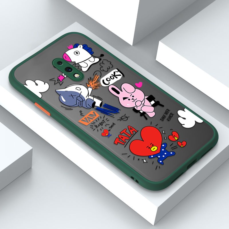 Jizetin for OnePlus 7 Cover BTS Animation Image Soft Edge Frosted Transparent Phone Case
