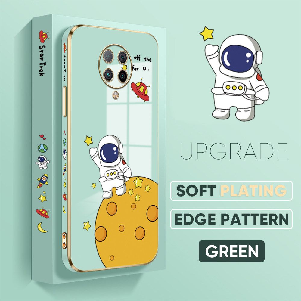 TA for Redmi K30 Pro / Xiaomi Poco F2 Pro / Pocophone F2 Pro Back Cover + Free Lanyard Planet Astronaut Luxury 6D Plating Case Side Pattern Soft Silicone Square Phone Cases