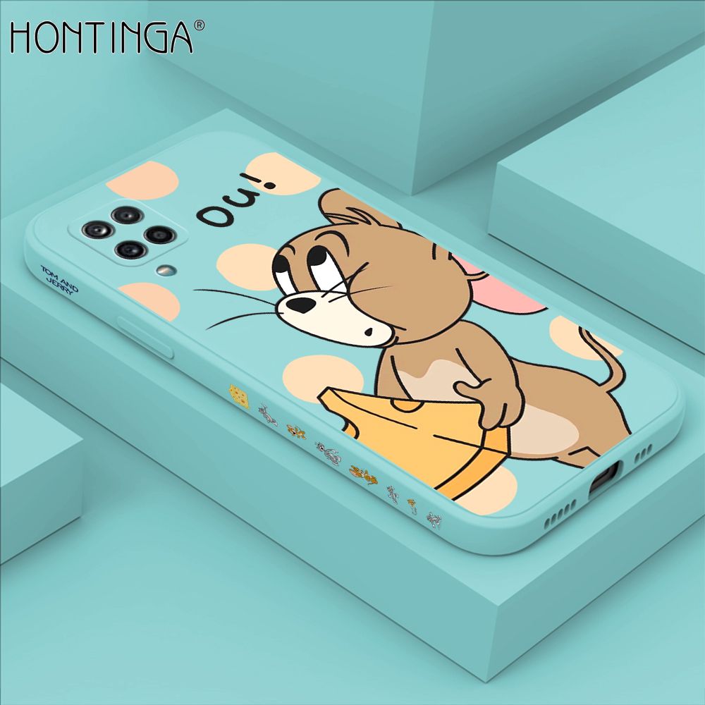 Hontinga for Samsung A42 5G Case Side Design Cute Cartoon Mouse Back Cover Soft Square Edge Pattern Liquid Silicone Trend Phone Cases