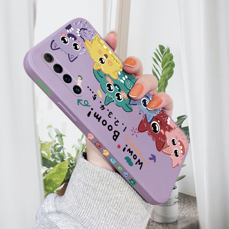 AMORVOR for Realme X50 Back Cover Cute Cartoon Monsters Side design Soft Case Liquid Silicone Phone Cases