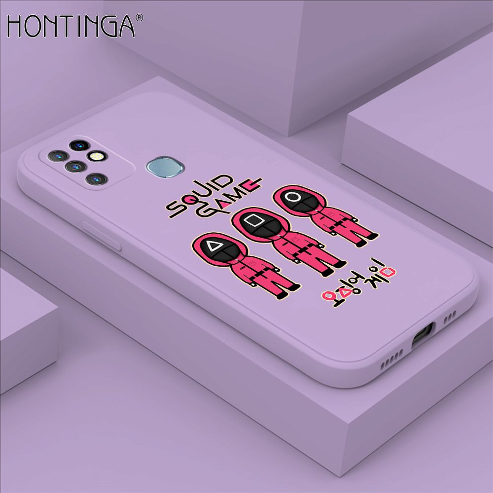Hontinga for Infinix Hot 10 Case Trend Cartoon Korean Squid Phone Cover Liquid Silicone Case Phone Protective Case